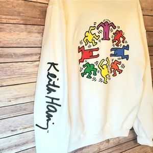 Rare New Keith Haring White Hoodie Dance Circle
